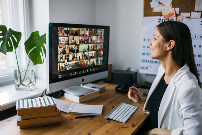 Young woman having video conference